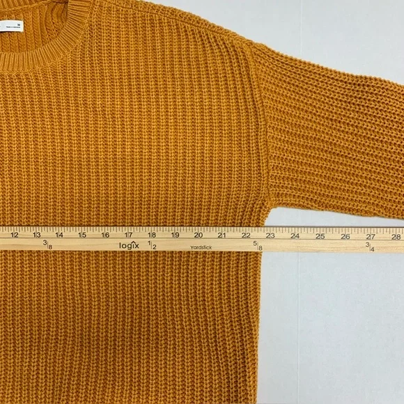 Sonoma Chunky Knit Pullover Crew Neck Sweater Mustard Yellow Women’s Sz M Casual - Picture 9 of 11
